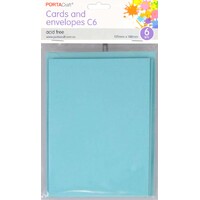 Cards & Envelopes C6 6Pk  10 Sky Blue