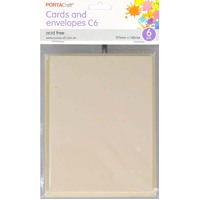 Cards & Envelopes C6 6Pk  04 Cream