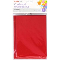 Cards & Envelopes C6 6Pk  19 Crimson Red