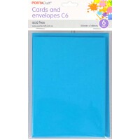 Cards & Envelopes C6 6Pk  11 Light Blue
