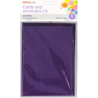 Cards & Envelopes C6 6Pk  13 Purple