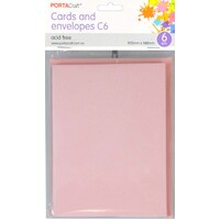 Cards & Envelopes C6 6Pk  21 Mixed Pastel