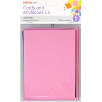 Cards & Envelopes C6 6Pk  20 Mixed Bright