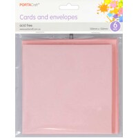 Cards & Envelopes Sq 13Cm 6Pk  17 Ballet Pink