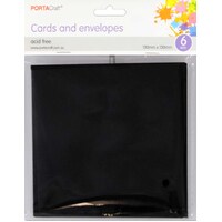 Cards & Envelopes Sq 13Cm 6Pk  01 Black