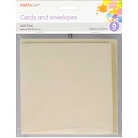 Cards & Envelopes Sq 13Cm 6Pk  04 Cream