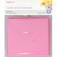 Cards & Envelopes Sq 13Cm 6Pk  16 Hot Pink