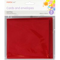Cards & Envelopes Sq 13Cm 6Pk  19 Crimson Red