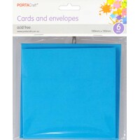 Cards & Envelopes Sq 13Cm 6Pk  11 Light Blue