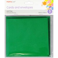 Cards & Envelopes Sq 13Cm 6Pk  09 Xmas Green