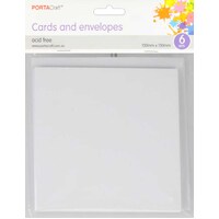 Cards & Envelopes Sq 13Cm 6Pk  03 White