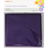 Cards & Envelopes Sq 13Cm 6Pk  13 Purple