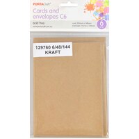 Cards & Envelopes C6 6Pk  05 Kraft