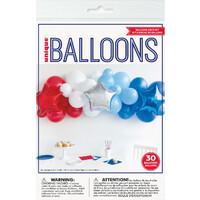 Balloon Arch Kit - Red, White & Blue - Kit Includes 30 Balloons