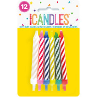 12 Spiral Candles In Holders
