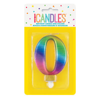 Numeral Candle 0 - Metallic Rainbow