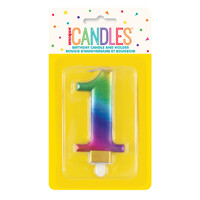 Numeral Candle 1 - Metallic Rainbow