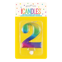 Numeral Candle 2 - Metallic Rainbow