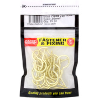 Bag Of Hooks Brass Plated Cup 30Mm 25Pc