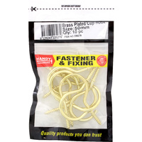 Bag Of Hooks Brass Plated Cup 50Mm 10Pc