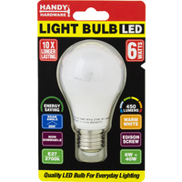 BULB 6W LED LIGHT - WARM WHITE - E27 (SCREW)