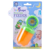 Fresh Food Feeder With Travel Lid Silicone Mesh 5.5Cm X 12Cm 6Mths+ Orange/Green Bpa Free