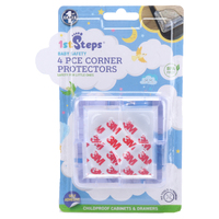 SAFETY CORNER PROTECTORS WITH ADHESIVE 4PC 4CM X 4CM (EACH) CLEAR