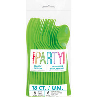 LIME GREEN 18 ASSORTED REUSABLE CUTLERY