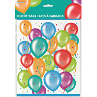 Balloon Birthday 8 Loot Bags 22.5Cm H X 18Cm W (9inch X 7.25inch)