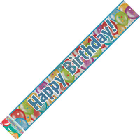 Balloon Birthday Prismatic Foil Banner 2.74M (9')