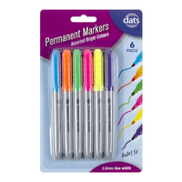 Marker Permanent 6Pk Mixed Bright Colours Pen Style 