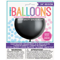 Black Balloon With Pink And Blue Confetti 60.9Cm