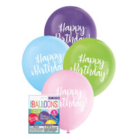 Happy Birthday 8 X 30.4Cm (12inch) Balloons - Assorted Colours