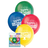 Happy Birthday Cake 8 X 30Cm (12inch) Balloons - Assorted Prime