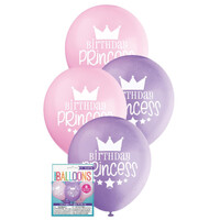 Birthday Princess 8 X 30Cm (12inch) Balloons