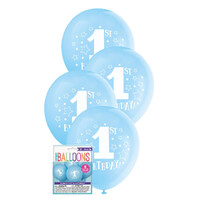 1St Birthday Stars 8 X 30Cm (12inch) Balloons - Blue