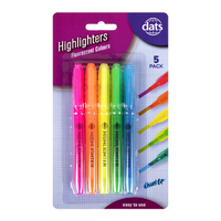 Highlighter Pen 5pk Fluro Mixed Cols Chisel Tip 