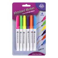 Marker Whiteboard 6Pk Mixed Bright Colours Pen Style 