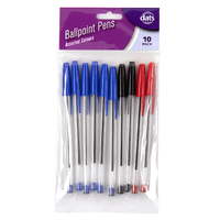 Pen Ballpoint 10Pk Mixed Black Blue Red Ink 