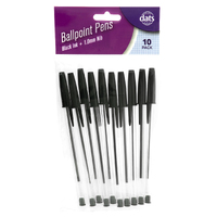 Pen Ballpoint 10Pk Black Ink  