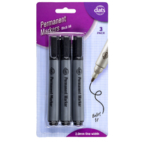 Marker Permanent 3Pk Black Ink  