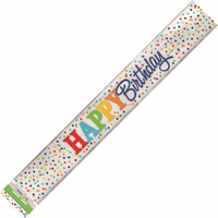 Rainbow Polka Dot inchHappy Birthdayinch Foil Banner 3.65M (12')