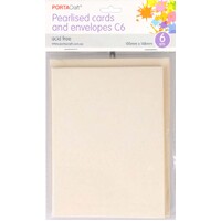Pearlise Card & Envelope C6 6Pk  04 White