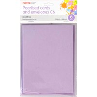 Pearlise Card & Envelope C6 6Pk  15 Lilac