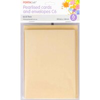 Pearlise Card & Envelope C6 6Pk  06 Ivory