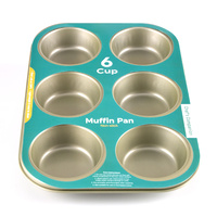 Muffin Tray 6 Cup Non-Stick Champagne Col 31.8X21.5X3Cm