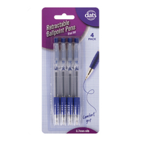 Pen Ballpoint Retractable 4Pk Blue Ink 