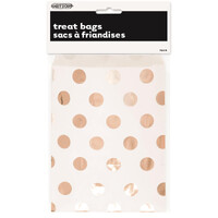 Foil Dots Rose Gold 8 Treat Bags 18.3Cm H X 13.3Cm W (7.2inch X