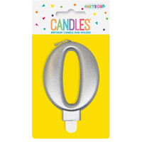 Numeral Candle 0 - Metallic Silver