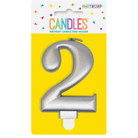 Numeral Candle 2 - Metallic Silver